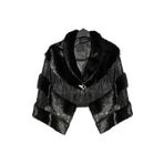 FUREVER FASHION Vizon Kürk Dantelli Taşlı Bolero