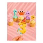 furikraft.co Deniz Temalı 3 Yaş Kürdanlı Cupcake Süsü 13'lü Set – Doğum Günü, Pasta Süsü, Parti Dekoru, Cupcake Topper, Deniz Canlıları