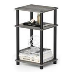 Furinno Sadece 3 Katlı Turn-N-Tube Sehpa/Yan Sehpa/Komodin Plastik Çubuklu, 1 Paket, Fransız Meşe Grisi / Siyah