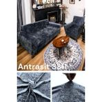 Furkan Ticaret Antrasit Renk Lıkralı Lastikli 3 3 1 1 Kadife Koltuk Örtüsü Çekyat Örtüsü - 180 x 230 cm