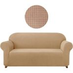 Furkan Ticaret Bambu Likrali Koltuk Örtüsü_3 Kişilik Kanepe, Çekyat Örtüsü_ Lastikli Esnek Yikanabilir Kılıf_1 Adet - 180 x 230 cm - Koyu Vizon - Cappuccino