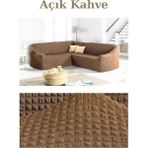 Furkan Ticaret Bürümcük Kumaş, Eteksiz L Köşe Koltuk Örtüsü 1 Adet Esnek, Lastikli, Süngerli L Koltuk Kılıfı - Açık Kahverengi - 180 x 230 cm