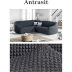 Furkan Ticaret Bürümcük Kumaş, Eteksiz L Köşe Koltuk Örtüsü 1 Adet Esnek, Lastikli, Süngerli L Koltuk Kılıfı - Antrasit - 180 x 230 cm
