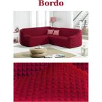Furkan Ticaret Bürümcük Kumaş, Eteksiz L Köşe Koltuk Örtüsü 1 Adet Esnek, Lastikli, Süngerli L Koltuk Kılıfı - Bordo - 180 x 230 cm