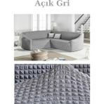 Furkan Ticaret Bürümcük Kumaş, Eteksiz L Köşe Koltuk Örtüsü 1 Adet Esnek, Lastikli, Süngerli L Koltuk Kılıfı - Gri - 180 x 230 cm