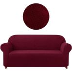 Furkan Ticaret Likrali Koltuk, Kanepe, Çekyat Örtüsü 3 Kişilik Koltuk Örtüsü Lastikli, Pitikare Desen - 180 x 230 cm - Bordo