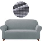 Furkan Ticaret Likrali Koltuk, Kanepe, Çekyat Örtüsü 3 Kişilik Koltuk Örtüsü Lastikli, Pitikare Desen - 180 x 230 cm - Gri
