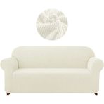 Furkan Ticaret Likrali Koltuk, Kanepe, Çekyat Örtüsü 3 Kişilik Koltuk Örtüsü Lastikli, Pitikare Desen - 180 x 230 cm - Krem