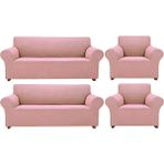Furkan Ticaret Likrali Koltuk, Kanepe, Çekyat Örtüsü Lastikli, Bambu Desen3+3+1+1 - 180 x 230 cm - Gül Kurusu