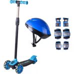Furkan Toys Cool Wheels 3 Yaş Üstü Mavi Twist Işıklı Scooter Kask Seti