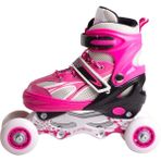 Furkan Toys F-Sports 2+2 Ayarlanabilir Ön Tekerleği Işıklı Çantalı Metal Pembe Alıştırma Pateni