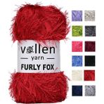 Furly Fox El Örgü Ipi Hırka Kazak Ipliği,tuylu Ip,pelus Ip,sakalli Ip,battaniye Ipi,paspas Ipi,gri - Kırmızı