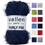 Furly Fox El Örgü Ipi Hırka Kazak Ipliği,tuylu Ip,pelus Ip,sakalli Ip,battaniye Ipi,paspas Ipi,gri - Lacivert
