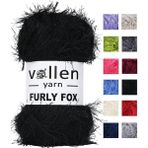 Furly Fox El Örgü Ipi Hırka Kazak Ipliği,tuylu Ip,pelus Ip,sakalli Ip,battaniye Ipi,paspas Ipi,gri - Siyah