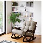 Furmet Modüler Ceviz Açık Bej Cozy Sallanan Sandalye ve TV Koltuğu