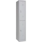Furni 24 Metal Elbise Dolabı, Kilitlenebilir Dolap, Soyunma Dolabı, Elbise Dolabı, 2 Bölmeli Dolap - Gri - 30x50x180 2 kapılı