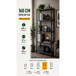 FURNICI Çok Amaçlı Metal 5 Raflı 67x160cm Antrasit Dekoratif Kitaplık Raf Ünitesi