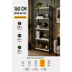 FURNICI Çok Amaçlı Metal 5 Raflı 67x160cm Beyaz Dekoratif Kitaplık Raf Ünitesi