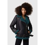 Furniq UK Kadın Siyah Yeşil Ceket - 3XL - Siyah - Yeşil