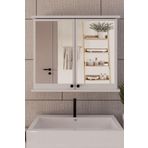 Furniqo AD-2 Lavabo Üstü 2 Kapaklı Aynalı Banyo Dolabı, Beyaz