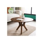 furnirem 3 Ayaklı Modern Yuvarlak Orta Sehpa 60 cm – Ahşap Tabla, Ceviz Renk | Salon & Oturma Odası