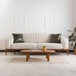 Furnirem Masif Çam Ahşap Oval Orta Sehpa Modern Salon Sehpası 76X45 cm - small - Ceviz