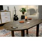 Furnirem Masif Çam Ahşap Oval Orta Sehpa Modern Salon Sehpası 76X45 cm - small - Koyu Ceviz