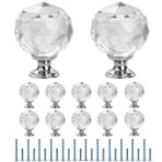 Furniware 12 adet kristal çekmece düğmesi, 40 mm çinko alaşım kristal cam mobilya topuzu sap gardırop çekme kulpları mobilya kulpu modern çekmece düğmesi dolaplar için kulplar şeffaf