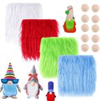 Furry suni kürk kumaş dekoratif bant, süs bandı, pelüş trim, cüce, kendin yap el işi, 25 cm, kare suni kürk ve 10 ahşap top seti, kostüm, el sanatları, oyuncak, dekor, kostümlü oyun, örtü (4 kürk