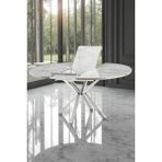 Fursimo Arhor Serisi 100 x 100 Açılabilir Lak Panel Beyaz Mermer Desen Masa - Krom Ayak