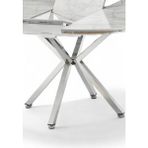 Fursimo Arhor Serisi 100 x 100 cm Açılabilir Lak Panel Beyaz Mermer Desen Masa - Krom Ayak - Beyaz Mermer - Krom Ayak