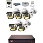 Fury 15 Warm LED Ip Güvenlik Kamera Seti 5 Kameralı Sesli 4mp Gece Renkli Su Geçirmez 1403S 320GB - Beyaz