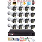 FURY 16 Kameralı 5Mp Lens 2 Mp Görüntü Gece Renkli Full Hd Ultra Led Akıllı Güvenlik Kamerası Seti 500GB