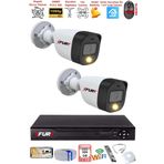 FURY 2 Kameralı 5Mp Lens 2 Mp Görüntü Gece Renkli Full Hd Ultra Led Akıllı Güvenlik Kamerası Seti 320GB
