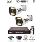 Fury 2 Kameralı Ip Güvenlik Kamerası Seti Sesli 4mp Gece Renkli Su Geçirmez 1506S 1tb