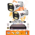 Fury 2 Li Sesli 6 Warm LED Gece Renkli Görüş Su Geçirmez Güvenlik Kamerası Seti 250GB
