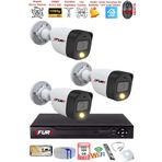 FURY 3 Kameralı 5Mp Lens 2 Mp Görüntü Gece Renkli Full Hd Ultra Led Akıllı Güvenlik Kamerası Seti 320GB