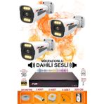Fury 3 Lü Sesli 6 Warm LED Gece Renkli Görüş Su Geçirmez Güvenlik Kamerası Seti 320GB
