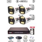 Fury 4MP Gece Renkli Su Geçirmez IP Güvenlik Kamerası Seti 1506S 250GB Full HD Kayıt Özelliği