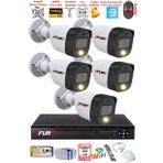 FURY 5 Kameralı 5Mp Lens 2 Mp Görüntü Gece Renkli Full Hd Ultra Led Akıllı Güvenlik Kamerası Seti 320GB