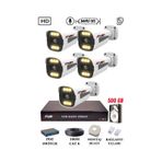 Fury 5 Kameralı Ip Güvenlik Kamerası Seti Sesli 4mp Gece Renkli Su Geçirmez 1506S 500GB