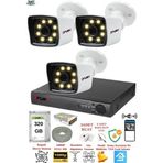 Fury 5525W 3 Kameralı 5MP Lens 1080P 2MP Color Görüntü 320GB 8 Warm Led Gece Görüş Full HD Güvenlik Kamera