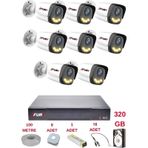 Fury 8 Kameralı 4 Warm Led Gece Renkli Görüş-Cepten İzle-Su Geçirmez Güvenlik Kamerası Seti 320Gb