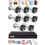 FURY 8 Kameralı 5Mp Lens 2 Mp Görüntü Gece Renkli Full Hd Ultra Led Akıllı Güvenlik Kamerası Seti 320GB
