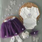 Furya Kids Papatyalı Tütü Kız Bebek Elbisesi Yeni Doğan Mevlütlük Papatyalı Kız Bebek Doğum Günü Hediyesi - Mor - Yenidoğan