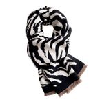 Fusehngre Kadınlar için kaşmir hissi şal yumuşak kış sıcak zebra çizgili kalın battaniye şal şal 60 cm x 180 cm, siyah + beyaz, 180 x 60 cm