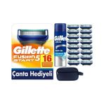 Fusion Start 16 Yedek Tıraş Bıçağı + Gillette Jel 200 ML + Çanta