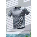 Fusto Mikro Polyester Slim Fit Performans Antrenman Sporcu Erkek Tshirt - Gri