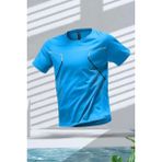 Fusto Mikro Polyester Slim Fit Performans Antrenman Sporcu Erkek Tshirt - Mavi