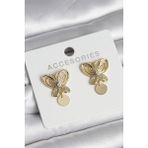 Füsun Küpesi Model Gold Renk Kelebek Model Pirinç Kadın Küpe - 4 mm - Renkli
